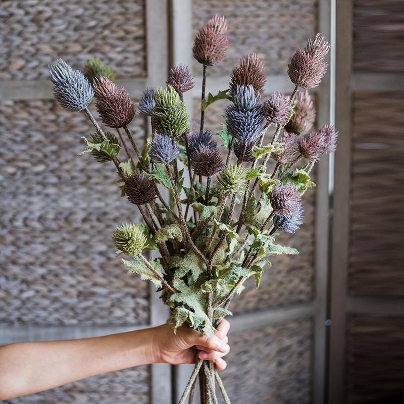 Faux Silk Artificial Thistle Flower Stem 26