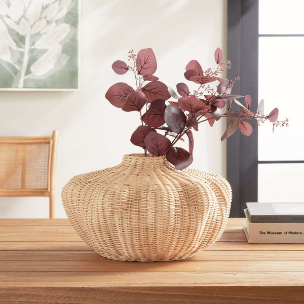 Artisan Rattan Vase for Boho and Coastal Décor