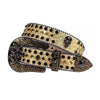 Gold Glitter Rhinestones Belt With Skull Buckle