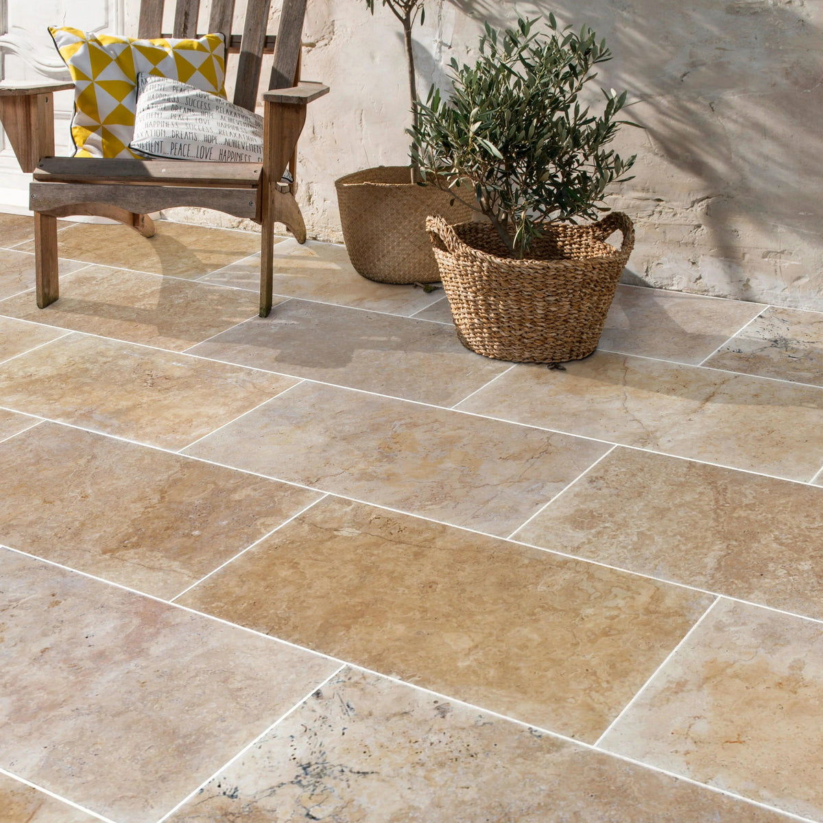 Aspendos Travertine Beige Tumbled Pavers 16