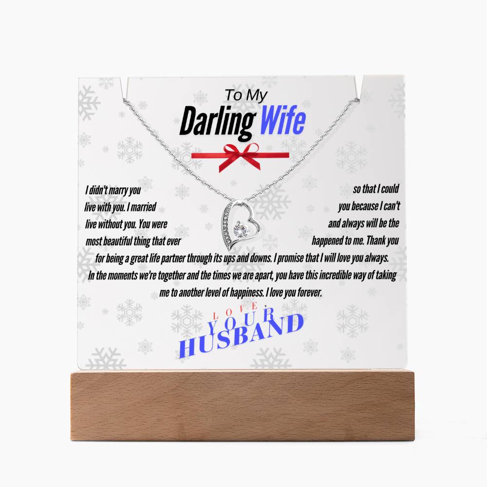 To My Wife - Another Level of Happiness - Acrylic Sign w/ Necklace