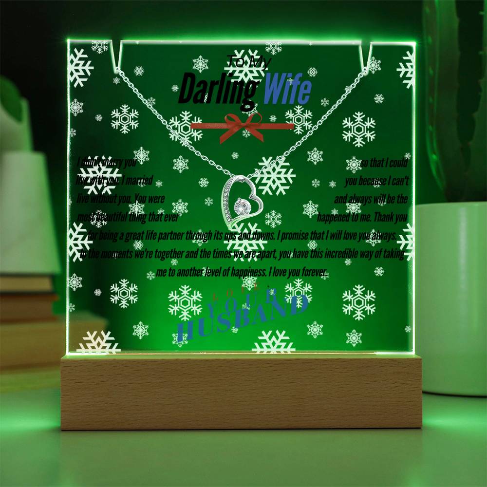 To My Wife - Another Level of Happiness - Acrylic Sign w/ Necklace