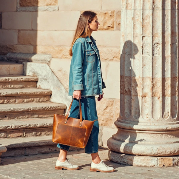 Classic Cognac Leather Tote Bag NAB Leather