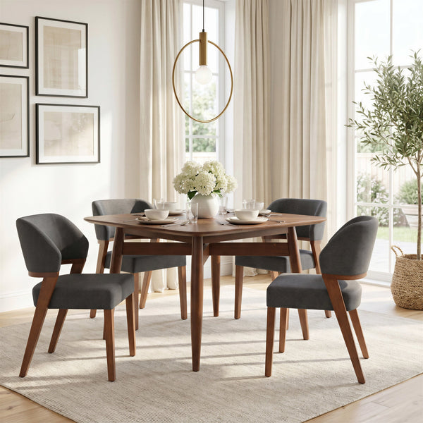 Sunobu Dining Chair (Set of 2) Azure Gray & Walnut