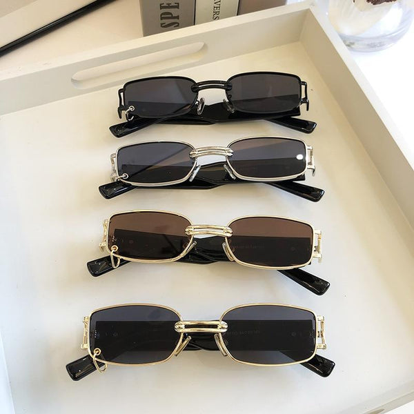 Attractive Sunglasses Square Shape Eyeglasses Metal Black Lenses For Men Women Sun Glasses for Outdoor Travel Driving Sunglasses