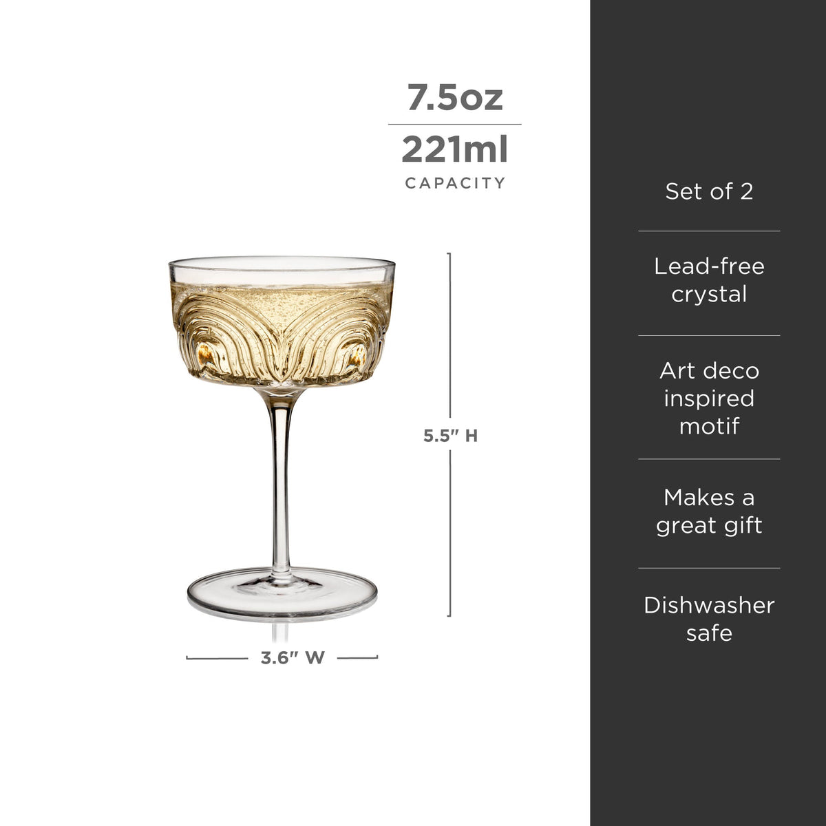 Beau Crystal Cocktail Coupes, Set of 2
