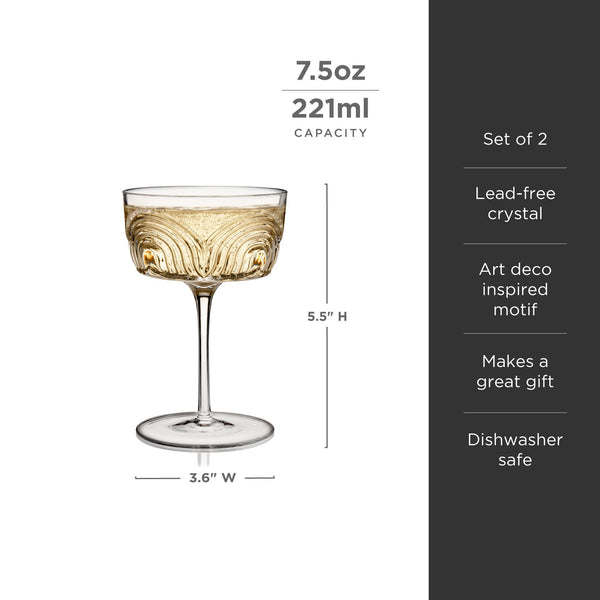 Beau Crystal Cocktail Coupes, Set of 2