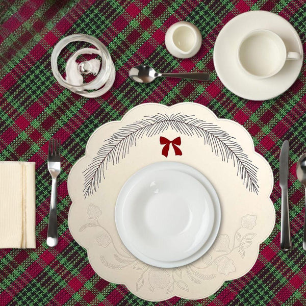 AURA WHITE ROUND FAUX LEATHER PLACEMAT (Set Of 4)