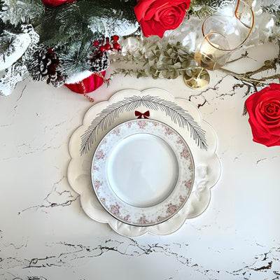 AURA WHITE ROUND FAUX LEATHER PLACEMAT (Set Of 4)