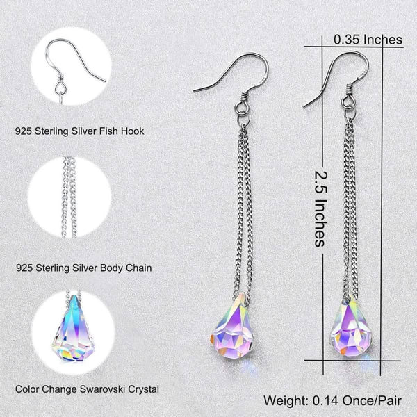 Aurora Borealis Crystal Drop Earrings Made with Swarovski Elements