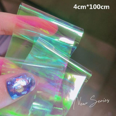 Aurora Nails Glass Foil Film Sticker Cellophane Paper Korean Nail Trend Design Ice Cube Manicure Accessories Heart Nail Art Stickers Glitter Decals Decoration Stickers Glitter Decals Love Nail Sequins Laser Heart Nail Supplies Sparkle Nail
