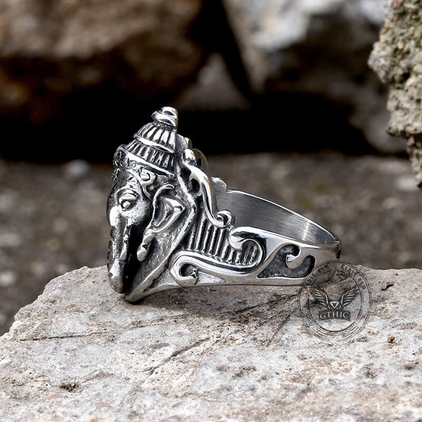 Auspicious Elephant Stainless Steel Animal Ring