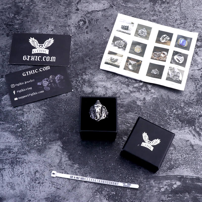 Auspicious Elephant Stainless Steel Animal Ring