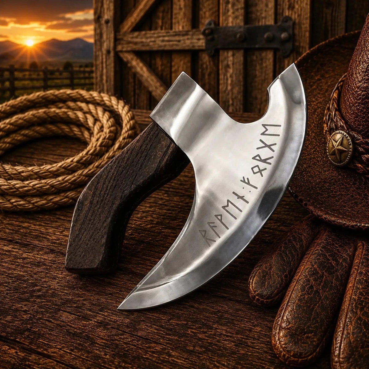 Authentic Viking Pizza Axe – Forged Steel Black Handle