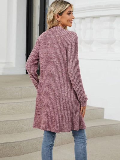 Autumn and winter long color long sleeved loose pocket cardigan jacket for women