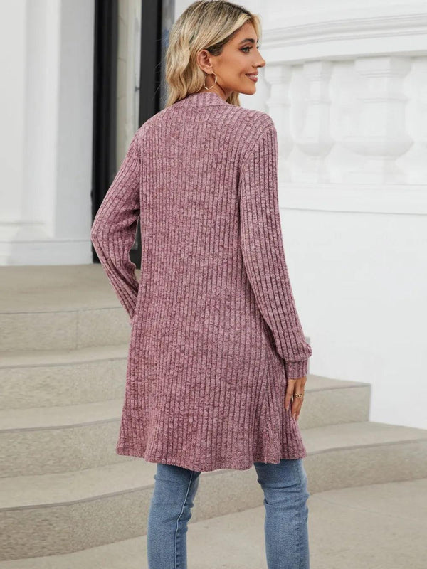Autumn and winter long color long sleeved loose pocket cardigan jacket for women
