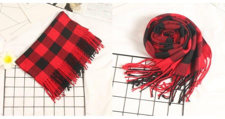 Autumn Winter Luxury Soft Men's Plaid Lightweight Scarf Elegant Thicken Wrap Shawl Ladies Lightweight Escharpe Soft Wool Elegant Neckwear Cashmere Scarf Long Thick Warm Unisex For Women Men