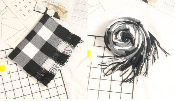 Autumn Winter Luxury Soft Men's Plaid Lightweight Scarf Elegant Thicken Wrap Shawl Ladies Lightweight Escharpe Soft Wool Elegant Neckwear Cashmere Scarf Long Thick Warm Unisex For Women Men