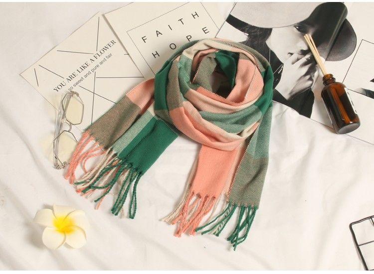 Autumn Winter Luxury Soft Men's Plaid Lightweight Scarf Elegant Thicken Wrap Shawl Ladies Lightweight Escharpe Soft Wool Elegant Neckwear Cashmere Scarf Long Thick Warm Unisex For Women Men