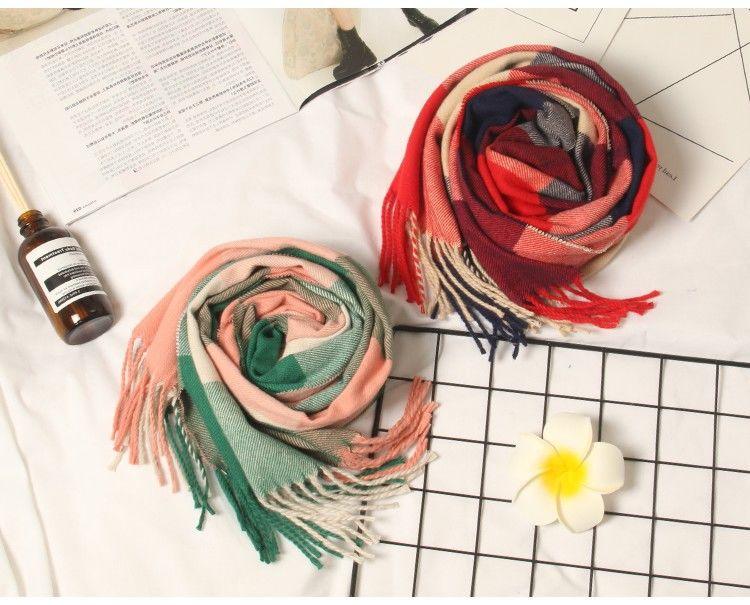Autumn Winter Luxury Soft Men's Plaid Lightweight Scarf Elegant Thicken Wrap Shawl Ladies Lightweight Escharpe Soft Wool Elegant Neckwear Cashmere Scarf Long Thick Warm Unisex For Women Men
