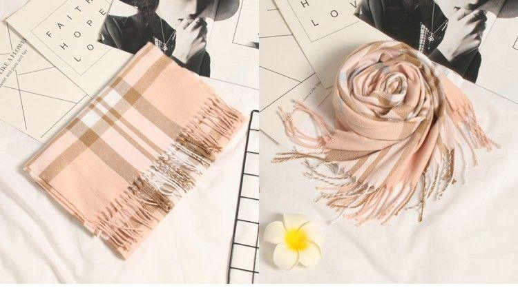 Autumn Winter Luxury Soft Men's Plaid Lightweight Scarf Elegant Thicken Wrap Shawl Ladies Lightweight Escharpe Soft Wool Elegant Neckwear Cashmere Scarf Long Thick Warm Unisex For Women Men