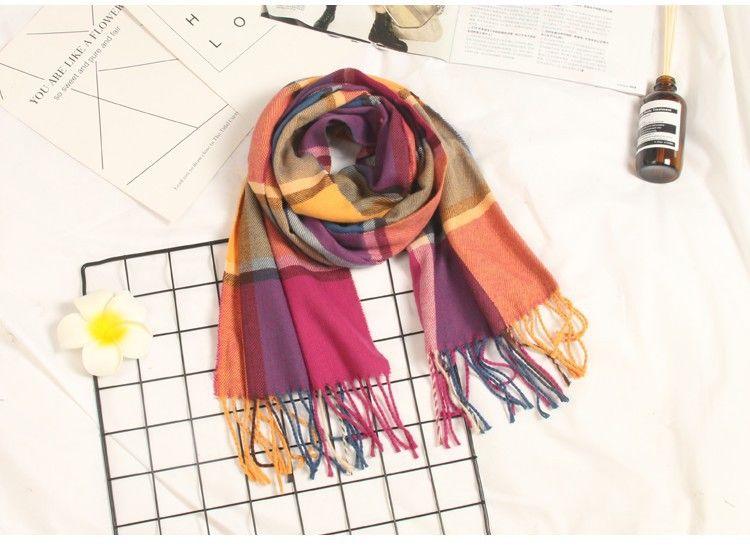 Autumn Winter Luxury Soft Men's Plaid Lightweight Scarf Elegant Thicken Wrap Shawl Ladies Lightweight Escharpe Soft Wool Elegant Neckwear Cashmere Scarf Long Thick Warm Unisex For Women Men