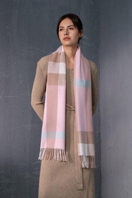Autumn Winter Super Soft Hijab Classic Cashmere Tartan Lightweight Pure Wool Plaid Scarf Women's Shawls Elegant Thickened To Keep Warm For Women
