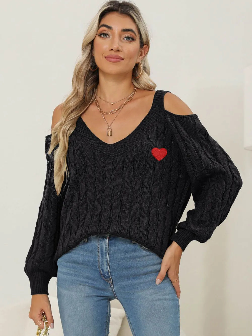 Autumn/Winter Top Deep V Sexy Off Shoulder Loose Hooded Sweater for Women