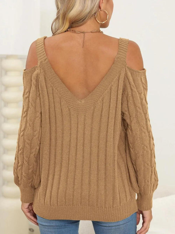 Autumn/Winter Top Deep V Sexy Off Shoulder Loose Hooded Sweater for Women