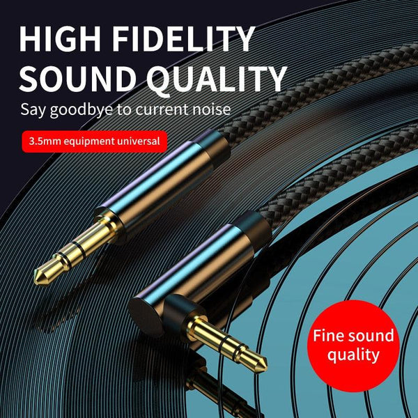 AUX Cable Jack 3.5mm Audio Jack Speaker Audio Cable Stereo Aux Cord 90 Degree Right Angle Aux Cable Compatible Cable For Headphones Car Tablets Speakers