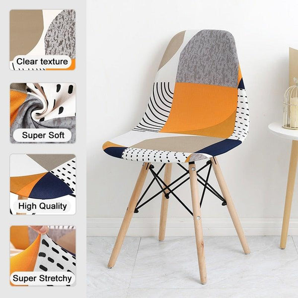 Avangarde Style  Printed Seat Cover For Shell Chair Armless Shell Chair Cover Banquet Home Slipcover Elastic Removable Stretch High Back For Sofa Armchairs