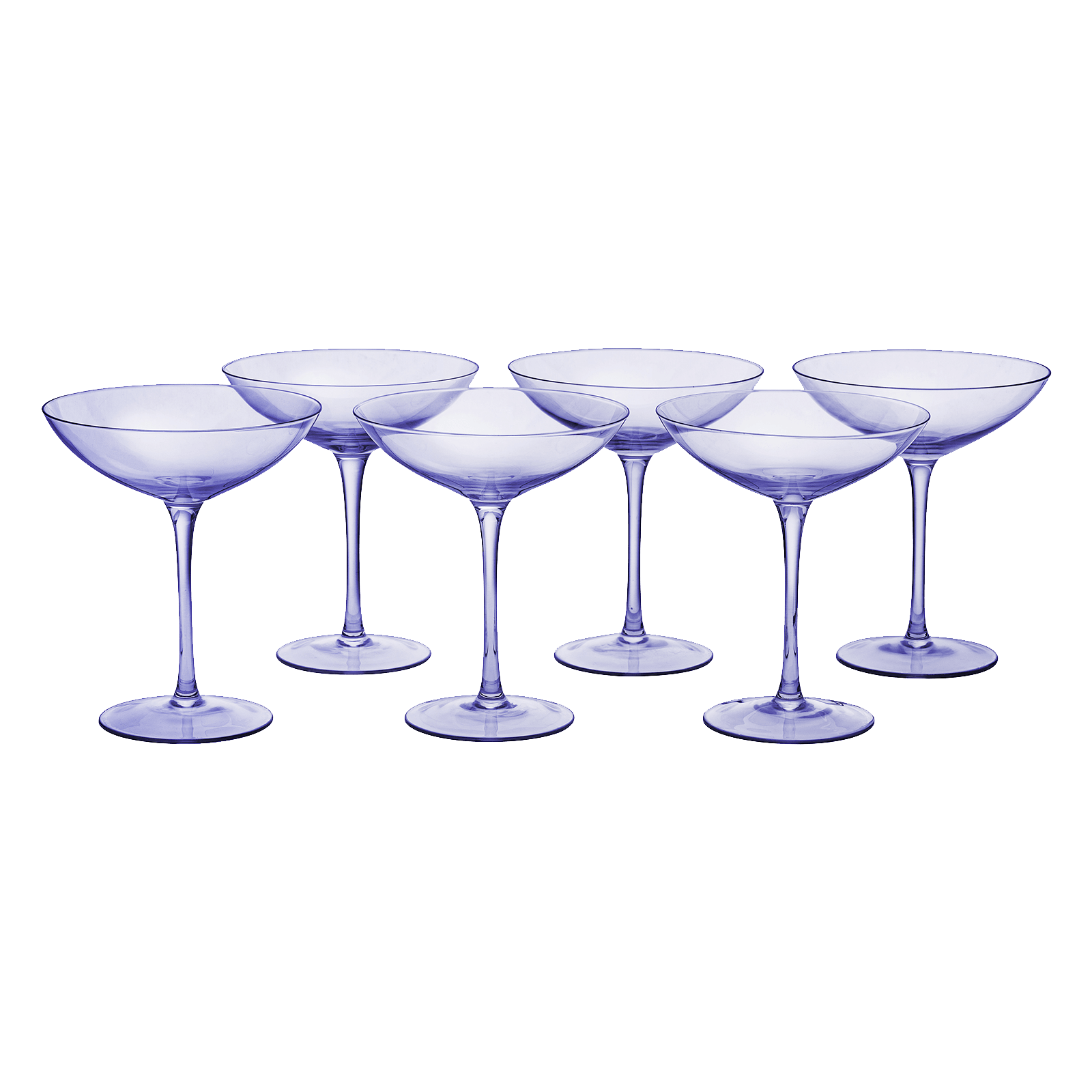 Lavender Champagne Coupes 12oz Set of 6 by The Wine Savant - Colored Champagne Glasses, Prosecco, Mimosa Glasses Set, Cocktail Glass Set, Bar Glassware Bachelorette Anniversary Gifts