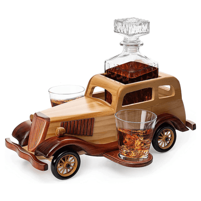 Old Fashioned Car Whiskey Decanter Set, Very Large 15