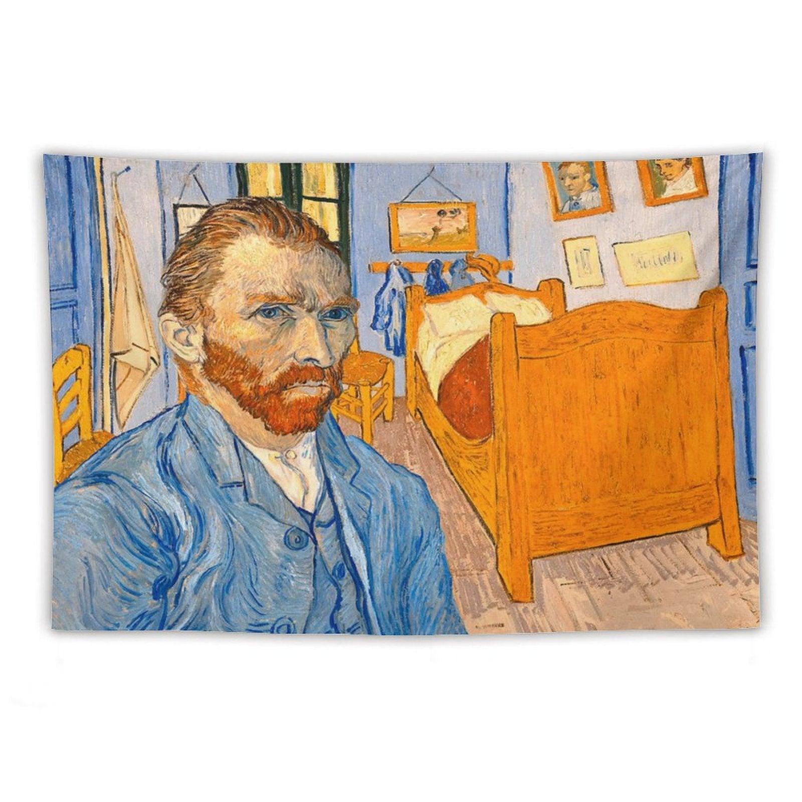 Van Gogh in Front of The Bedroom in Arles Tapestry