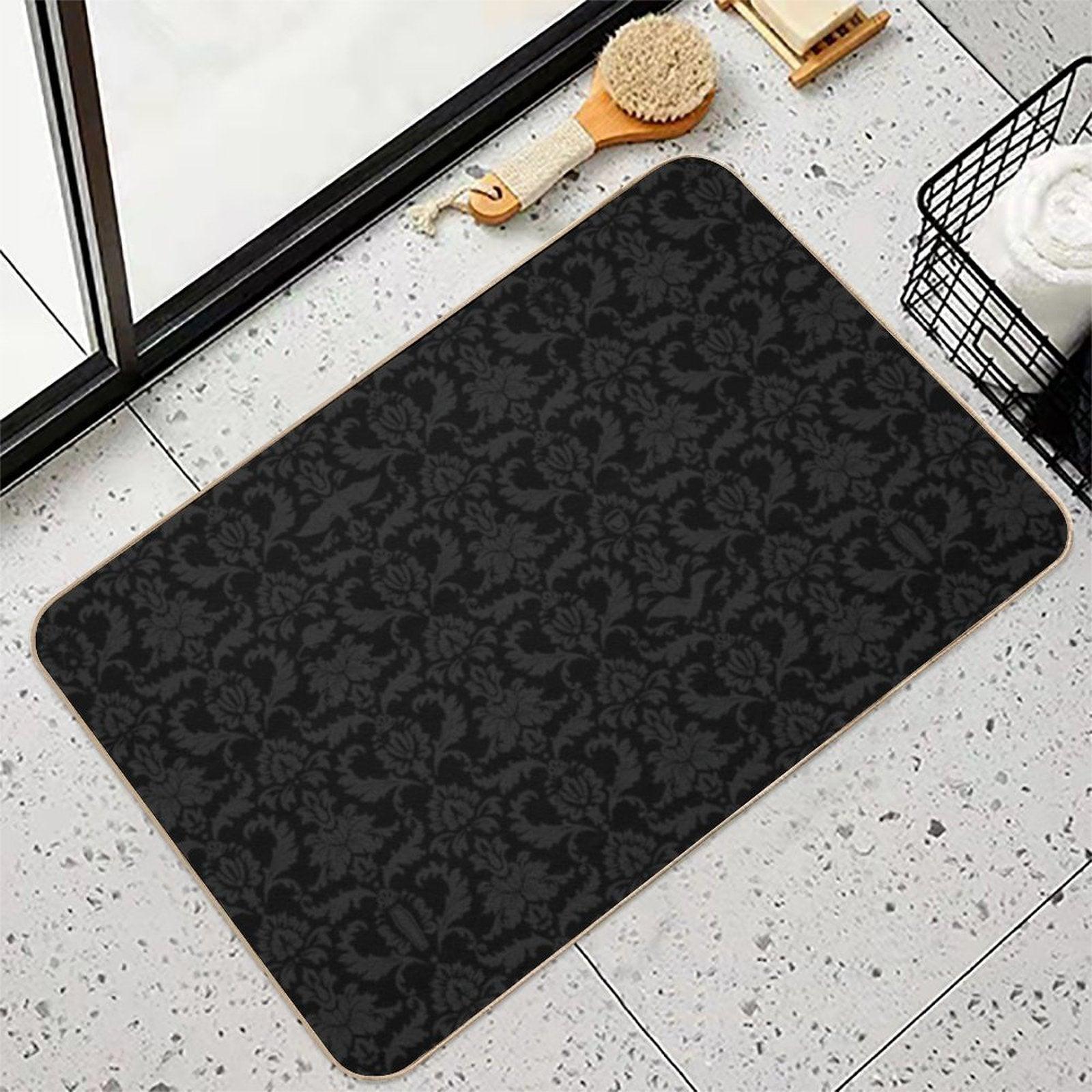 Victorian Gothic Pattern (Black) Bath Mat