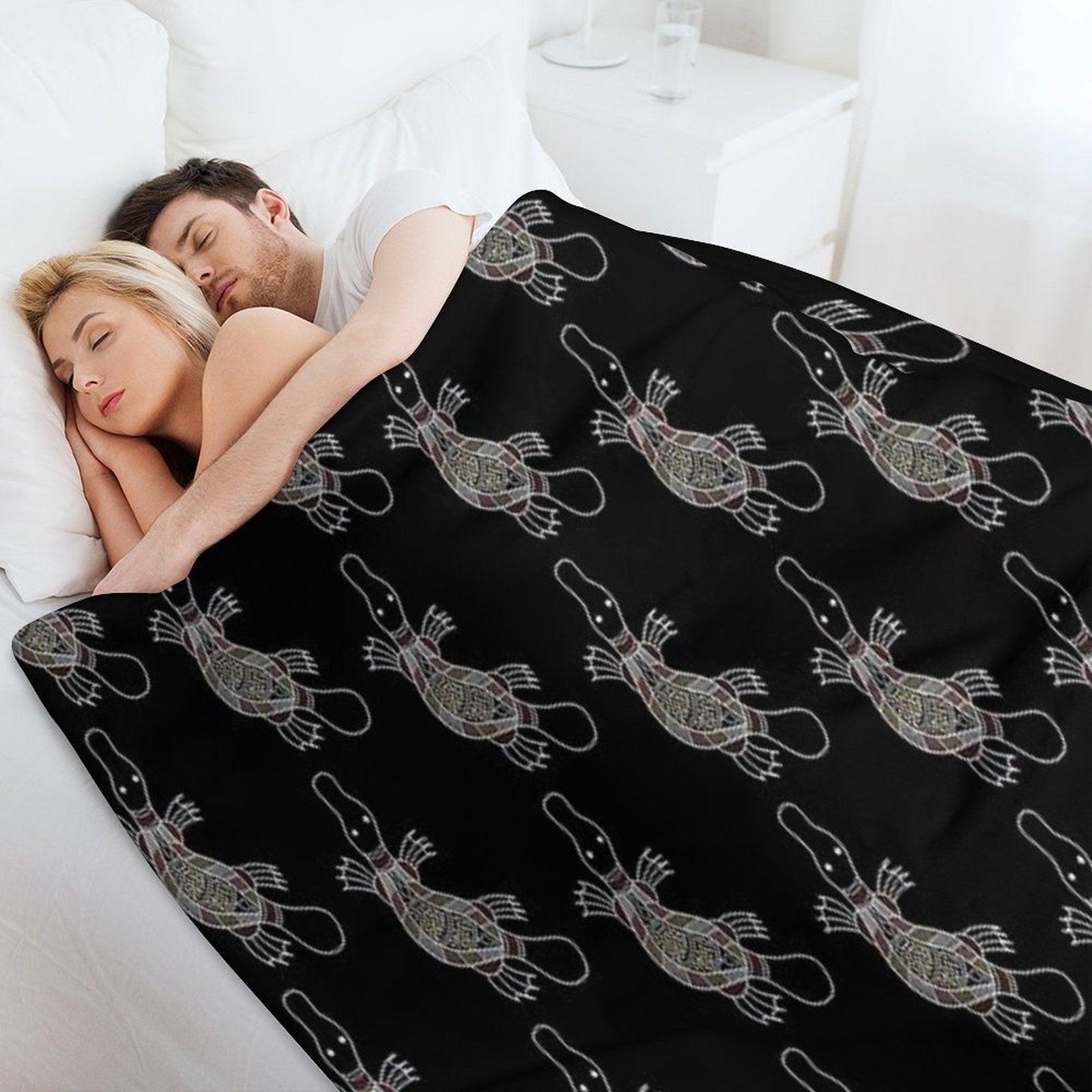 Authentic Aboriginal Art - Platypus Throw Blanket
