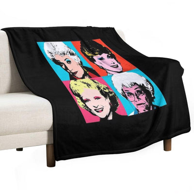 Golden Warhol Girls Easy Care Throw Blanket