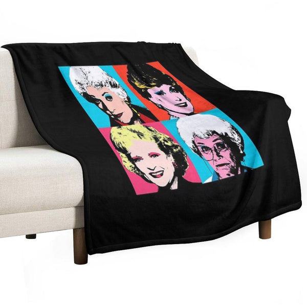Golden Warhol Girls Easy Care Throw Blanket