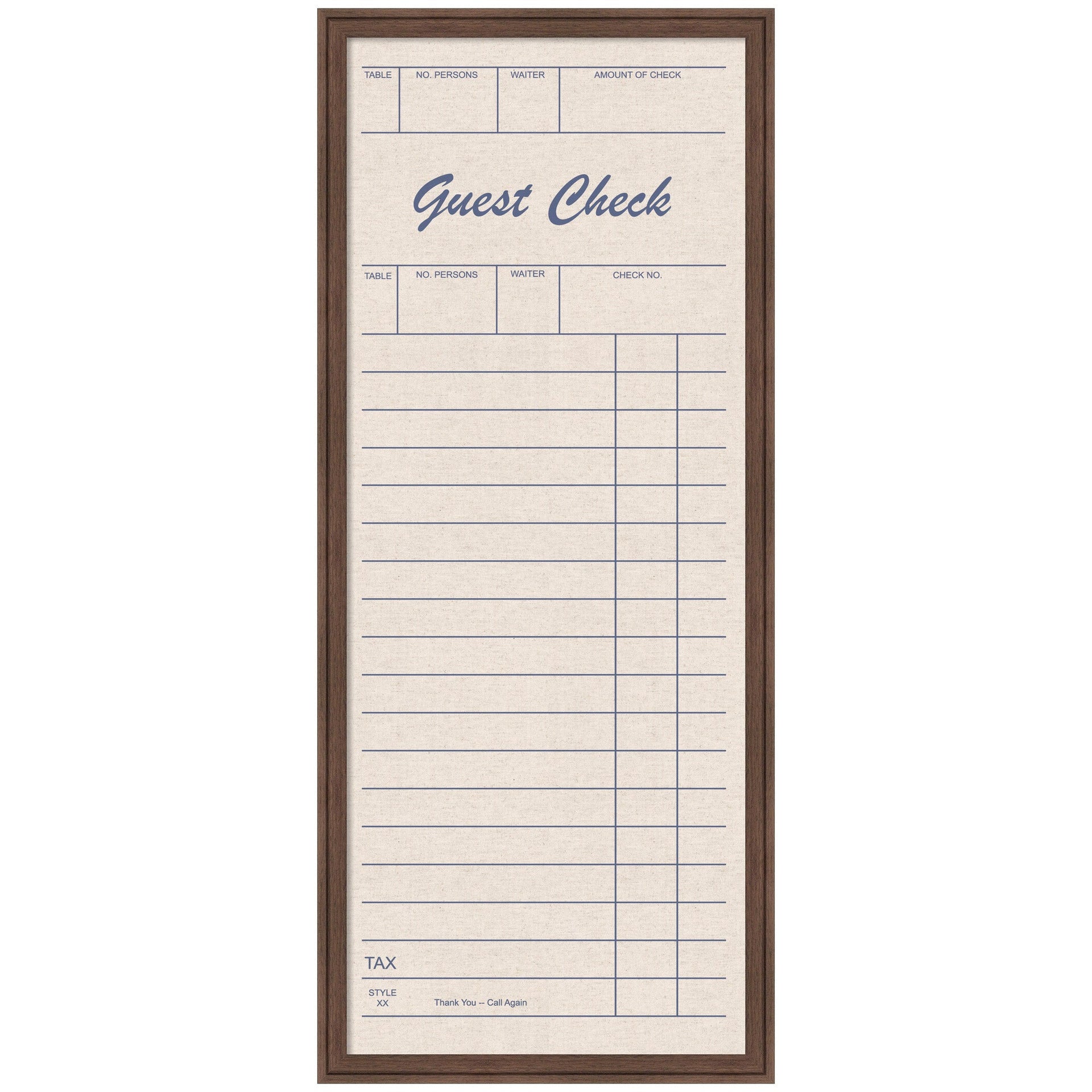 Framed Fabric Pinboard Linen Guest Check Wall Organization