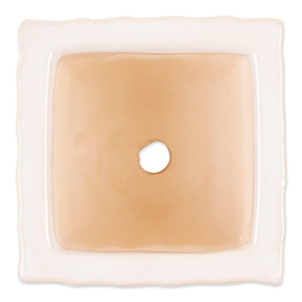 WHITE SQUARE CERAMIC SMALL PLANTER SET OF 3