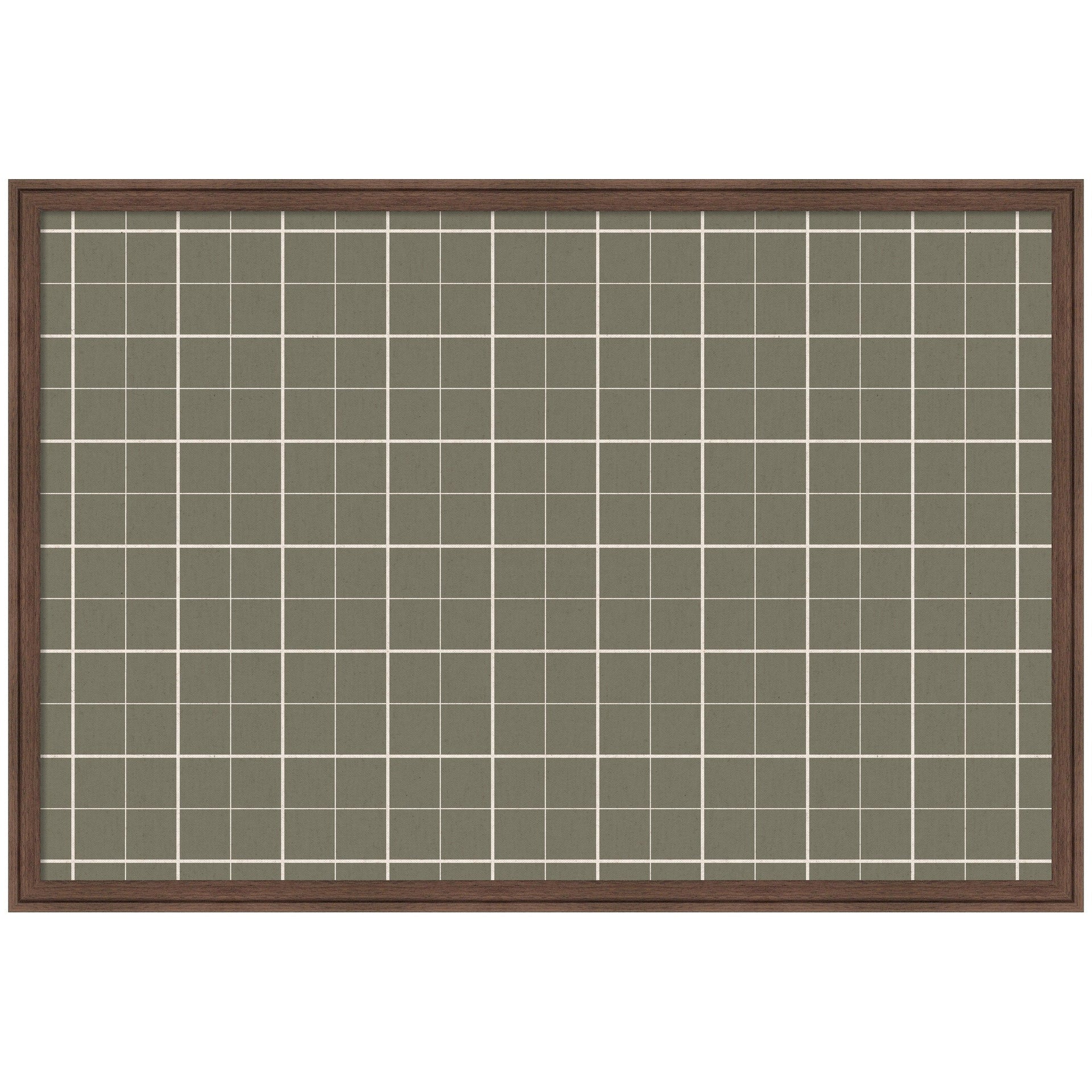 Framed Fabric Pinboard Sage Green Plaid Wall Organization