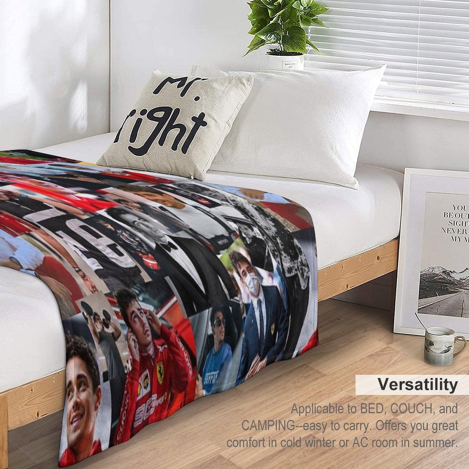 Charles Leclerc Monacan Motorsports Racing Driver Collage Throw Blanket