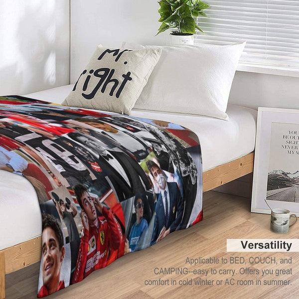 Charles Leclerc Monacan Motorsports Racing Driver Collage Throw Blanket