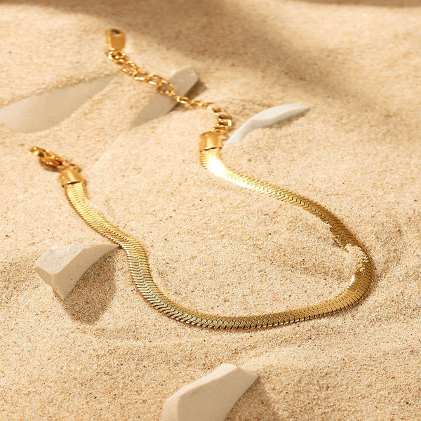 Gold Herringbone Snake Chain Bracelet