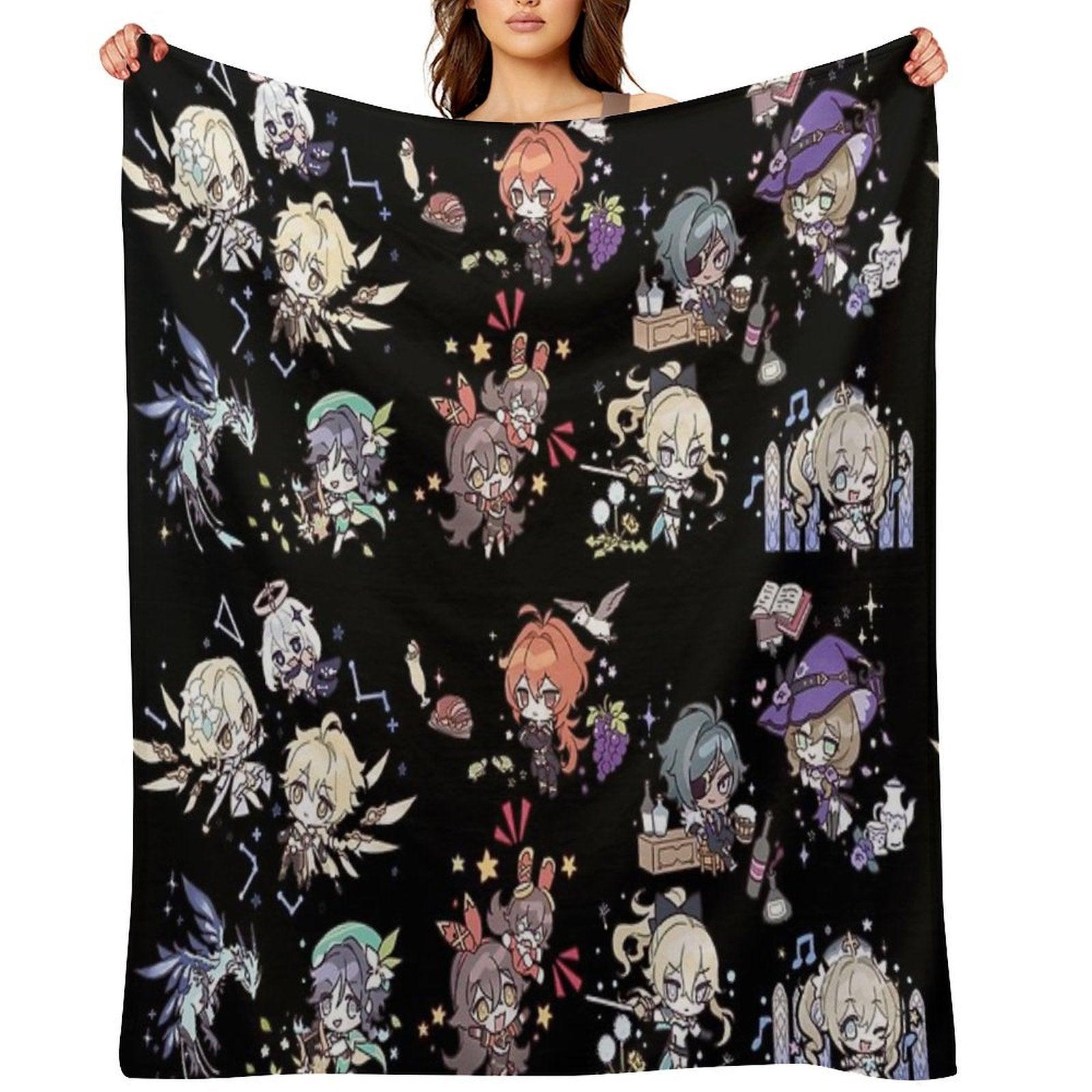 Genshin Impact Chibi Characters Assemble Throw Blanket