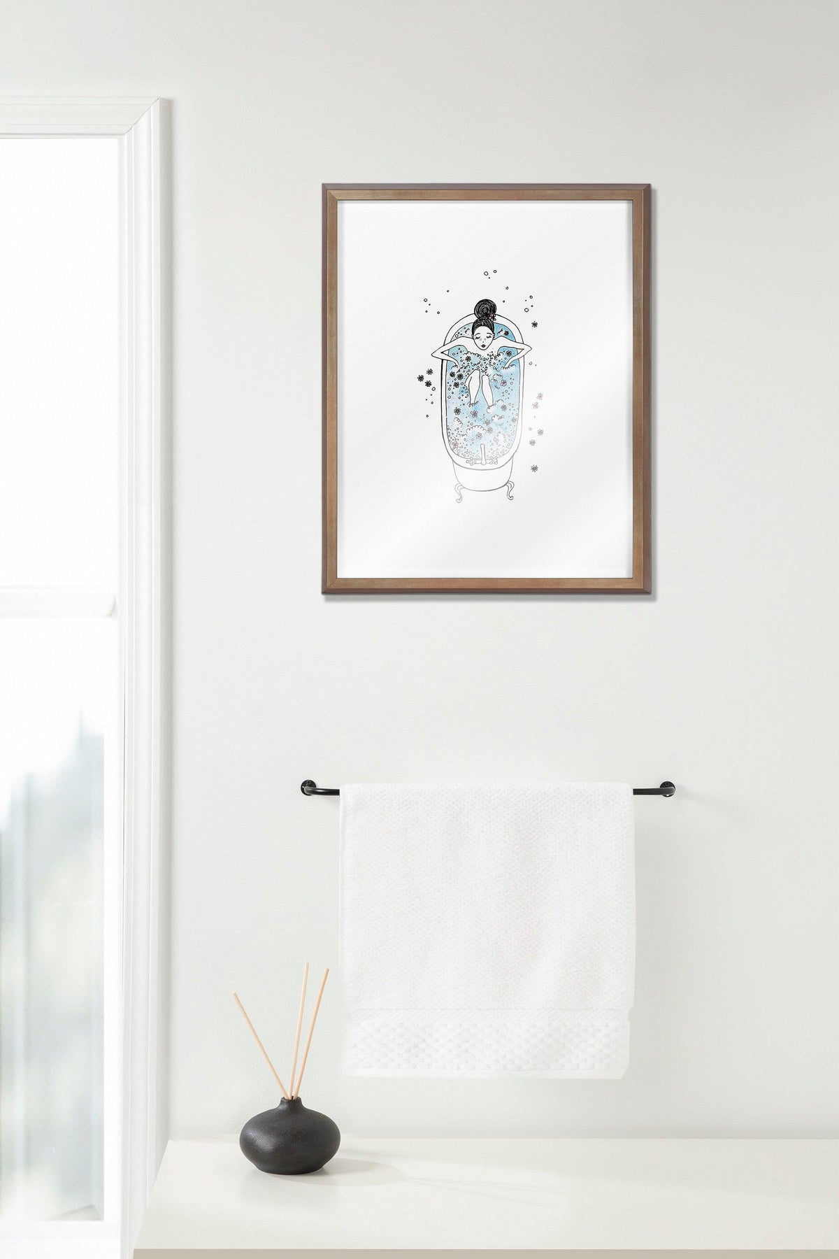 Blake Girl in a Bath Framed Printed Glass by Viola Kreczmer