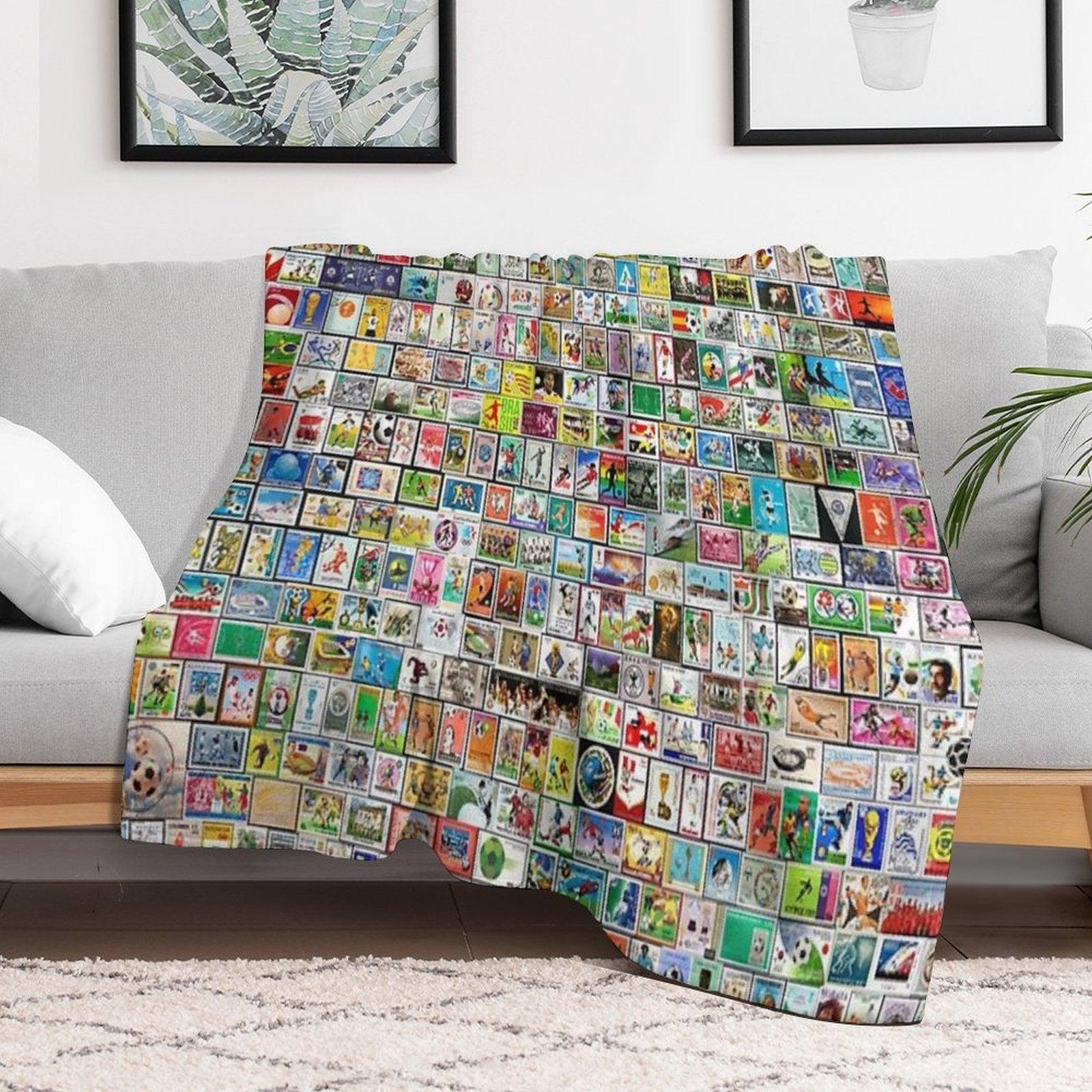 Soccer Stamps Throw Blanket