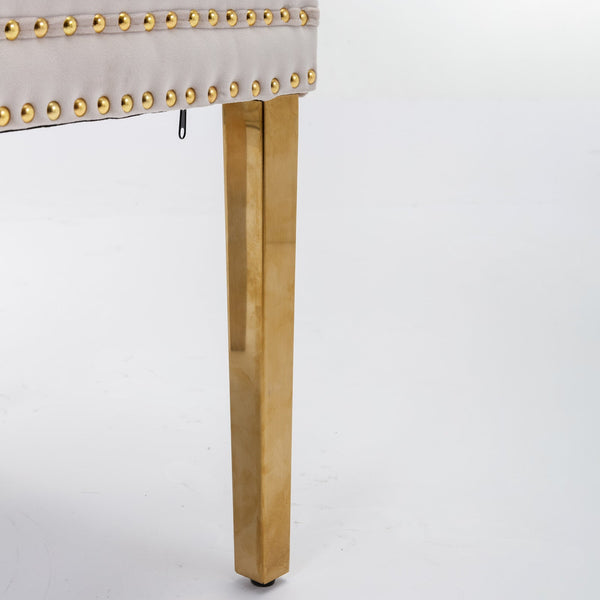 Nikki Collection Modern Tufted Solid Wood Velvet Upholstered Dining Chair with Gold Legs