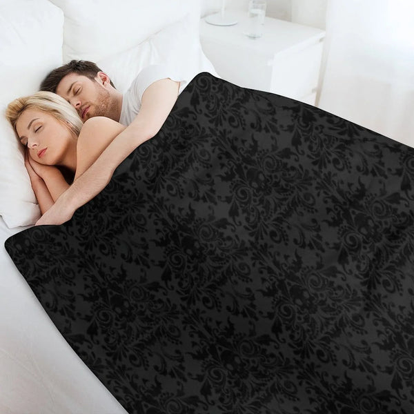 Skull Damask Pattern - Grey Throw Blanket