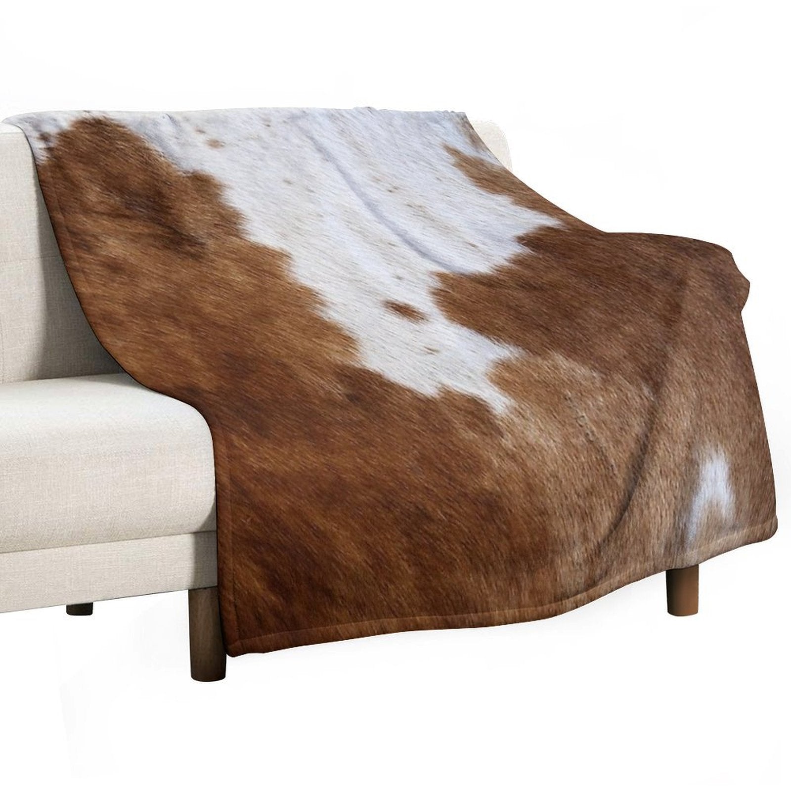 Cow Hide Brown & White All-season Throw Blanket